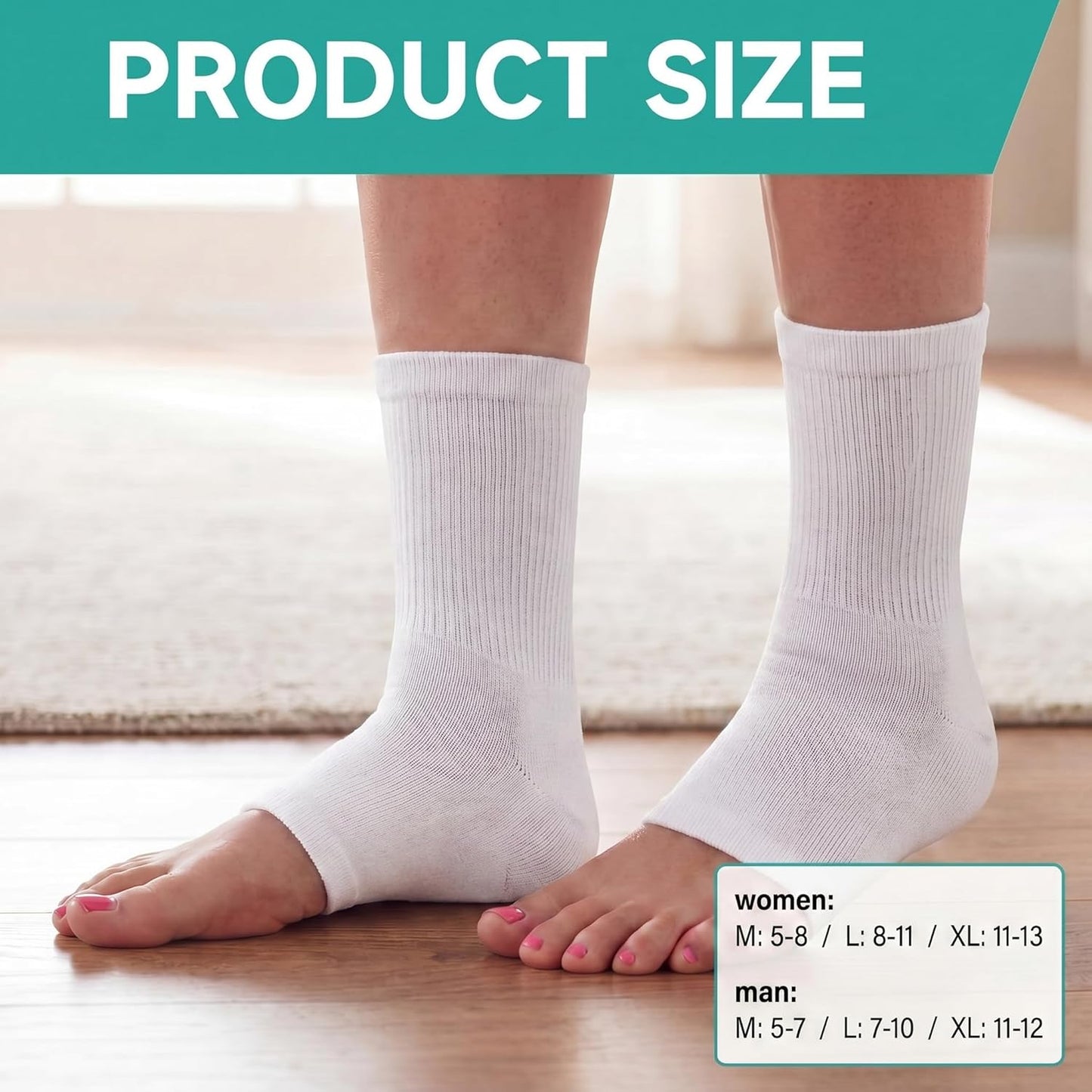 Cotton Eczema Toeless Socks - Moisturizing Open Toe Heel Socks for Soft Feet | XL, White