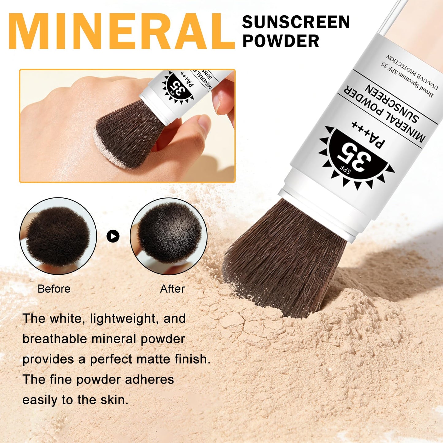 Mineral Sunscreen Powder SPF 35 Face Setting Powder Makeup - Translucent