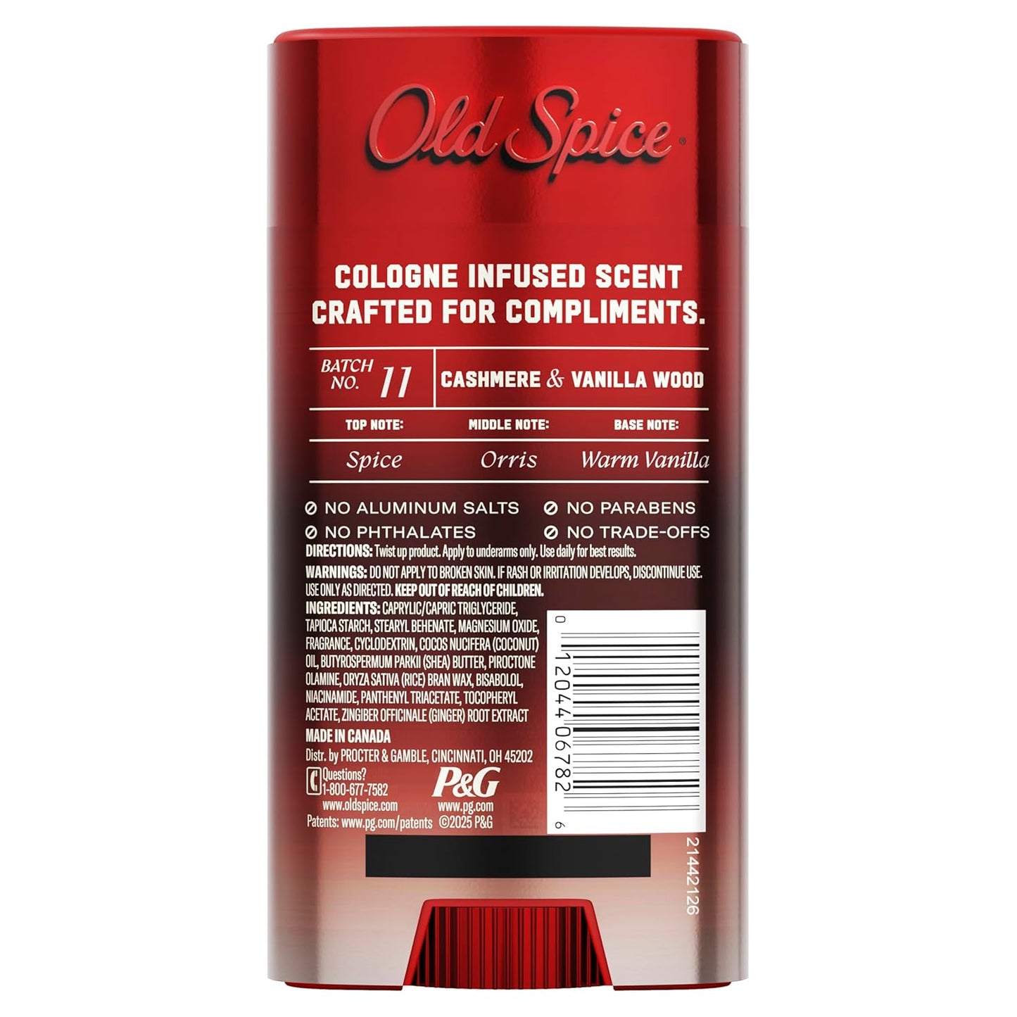 Old Spice Aluminum-Free Deodorant for Men | Cashmere & Vanilla Wood Scent, 3 oz - 24/7 Cologne Infused Formula