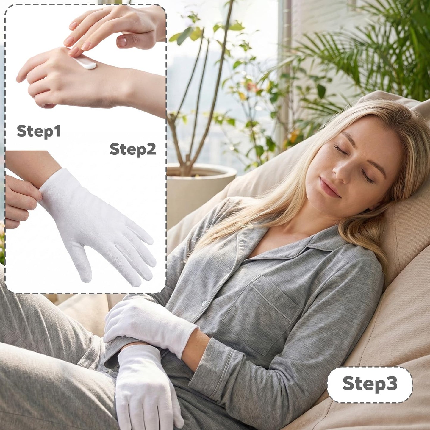 32 Pcs White Cotton Gloves, Moisturizing Sleep Gloves for Dry Hands Eczema, Reusable Gloves for Jewelry Art Inspection & Cosplay
