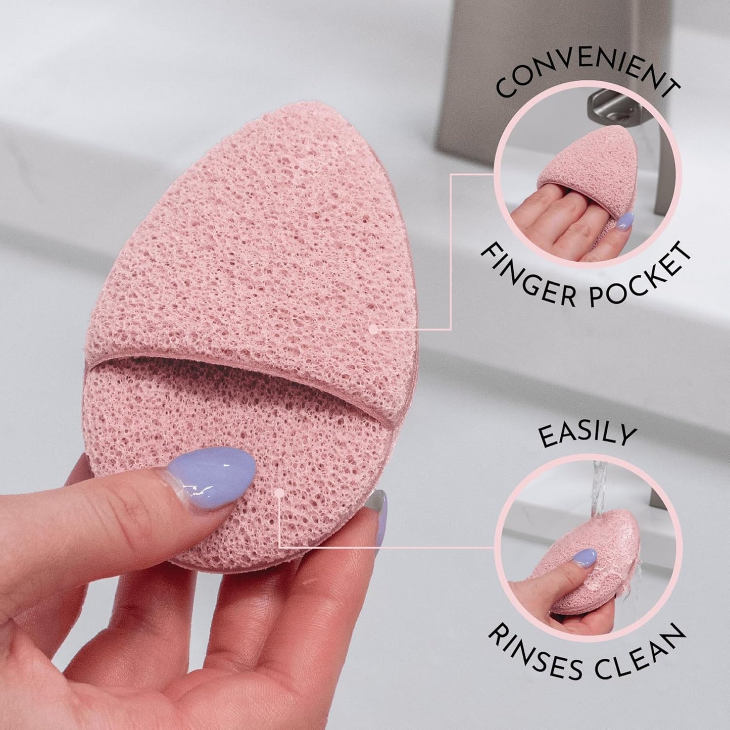 Face Sponges for Cleansing - Reusable Exfoliating Makeup Remover | Blue & Pink, 2 Pack