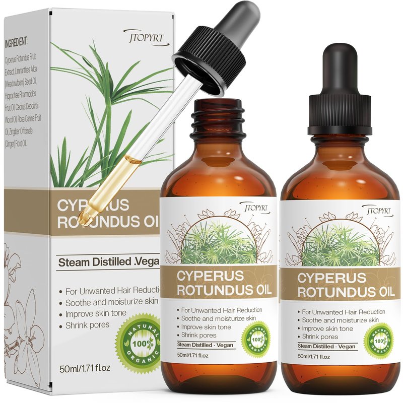 Jtopyrt Cyperus Rotundus Oil: Hair Removal Cypress Oil Reducing Hair Growth Facial Body Skin Care for Women Men 2 PACKS