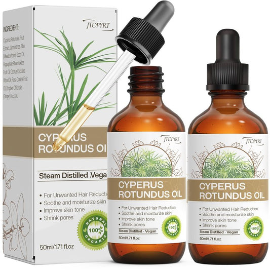 Jtopyrt Cyperus Rotundus Oil: Hair Removal Cypress Oil Reducing Hair Growth Facial Body Skin Care for Women Men 2 PACKS