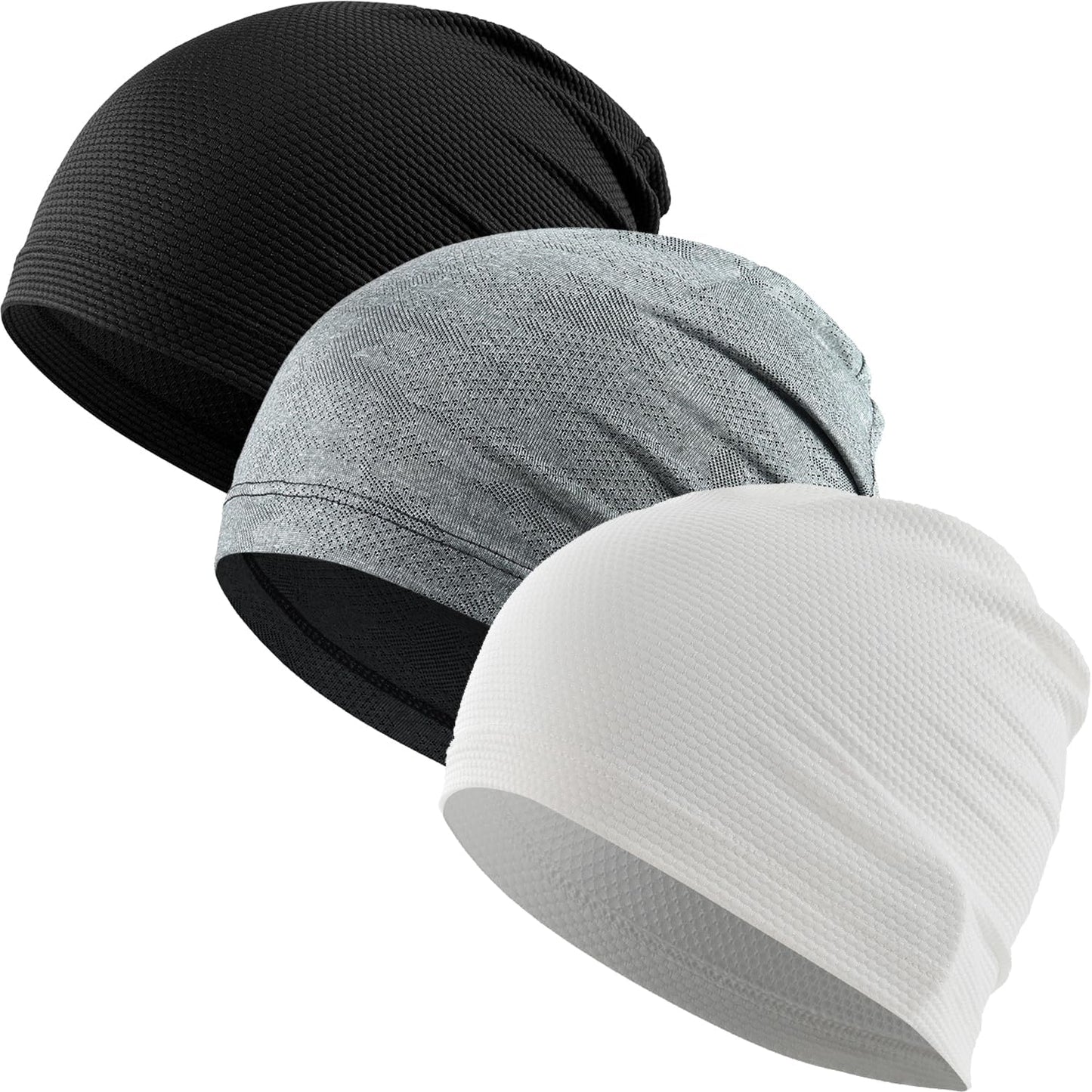 WTACTFUL 3-Pack Cooling Skull Caps - Breathable 3D Mesh Running Hats for Men & Women | Summer & Winter Use