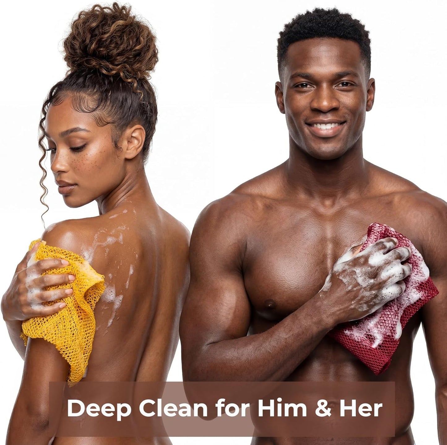 African Net Sponge - 3-Pack Exfoliating Mesh Bath Scrubber for Face & Body | Deep Clean, Quick Dry, Travel-Friendly (Black, Yellow, Red)