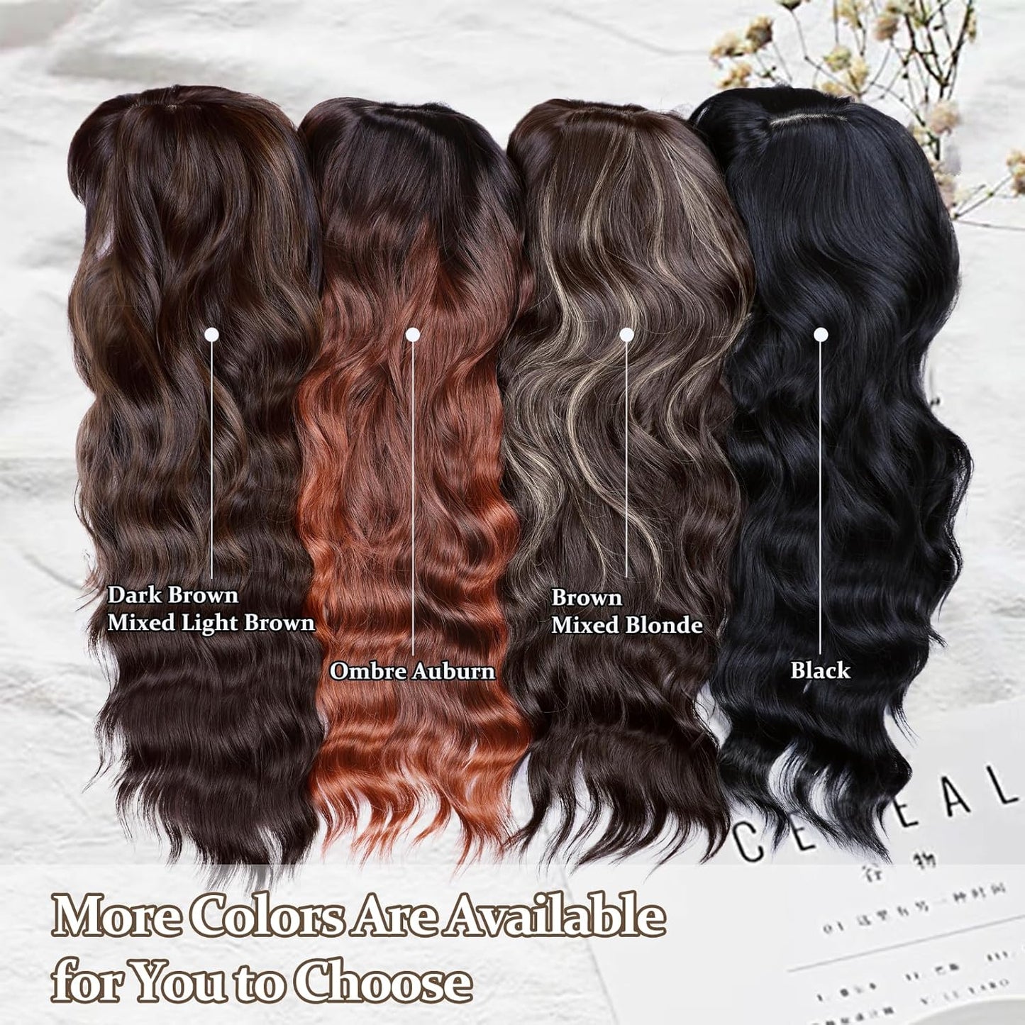 NAYOO Brown Wigs for Women - Long Curly Wavy Hair | Heat Resistant Synthetic Fiber, 24 Inches