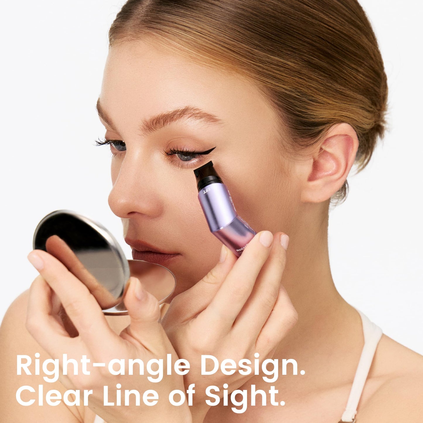 Unicos Winged Eyeliner Stamp - 90° Ergonomic Cat Eye Makeup Tool with Dual-Sided L/R Symmetry, Waterproof & Smudge-Proof Liquid Eye Liner Pen, 2.1ml High Capacity, Long Lasting Finish, 12mm
