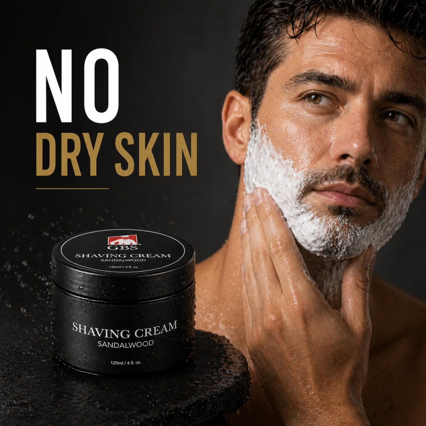 G.B.S Sandalwood Shaving Cream for Sensitive Skin, Hydrates, Nourishes for Close Smooth Shave, Protects Skin from Cuts, Bumps, Redness and Irritation Pack of 1