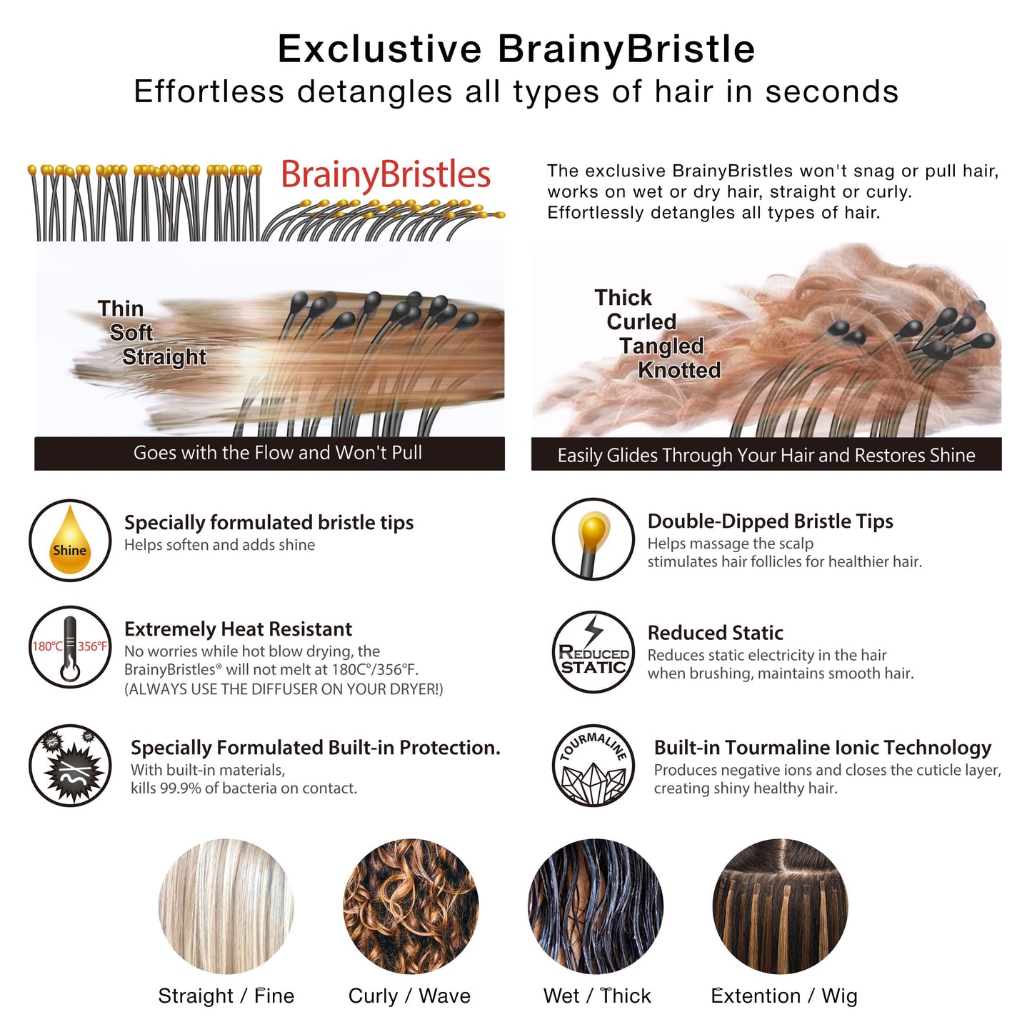NuWay® DoubleC® Detangling Hair Brush – The Original Home Scalp-Care Brush – Patented Double Curved Scalp Care Hairbrush for Gentle Detangling, Volume Styling & Wet or Dry Hair (Grass Green)