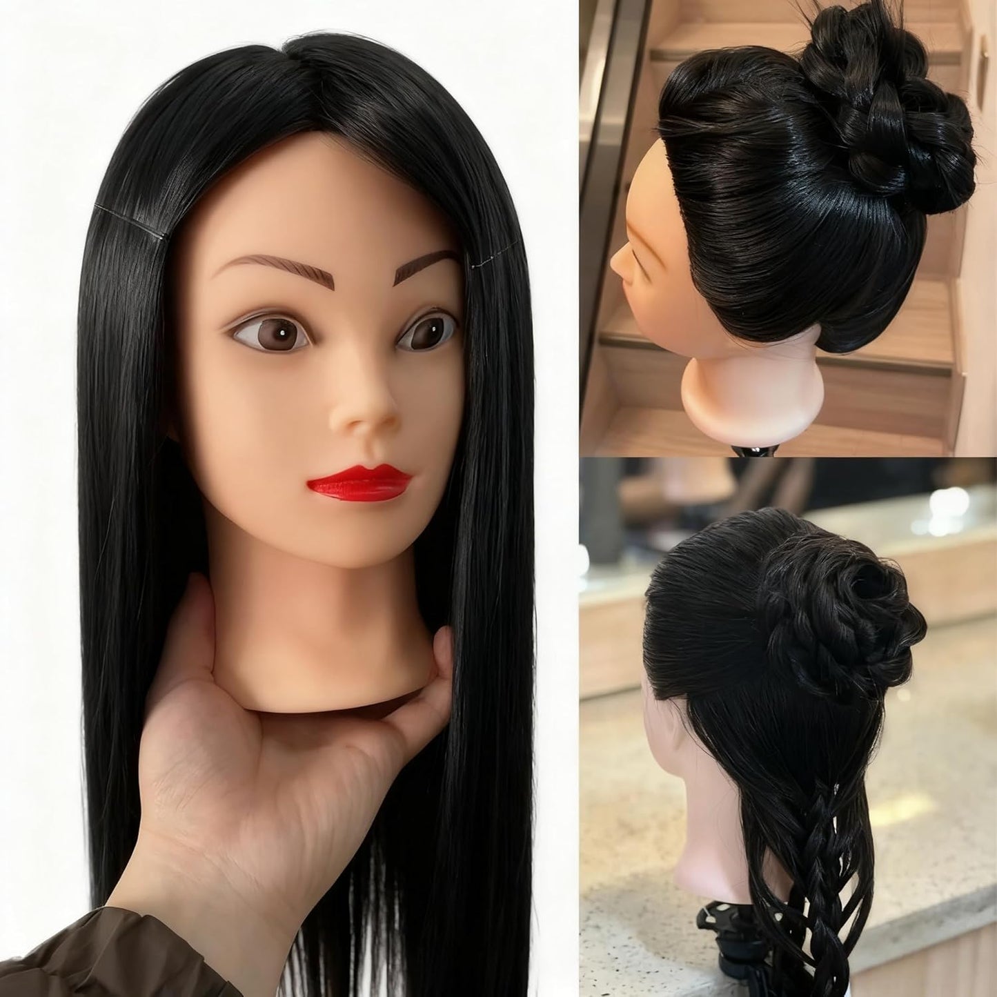 Professional Cosmetology Mannequin Head with Hair - 28" Doll for Hair Cutting, Braiding & Styling Practice