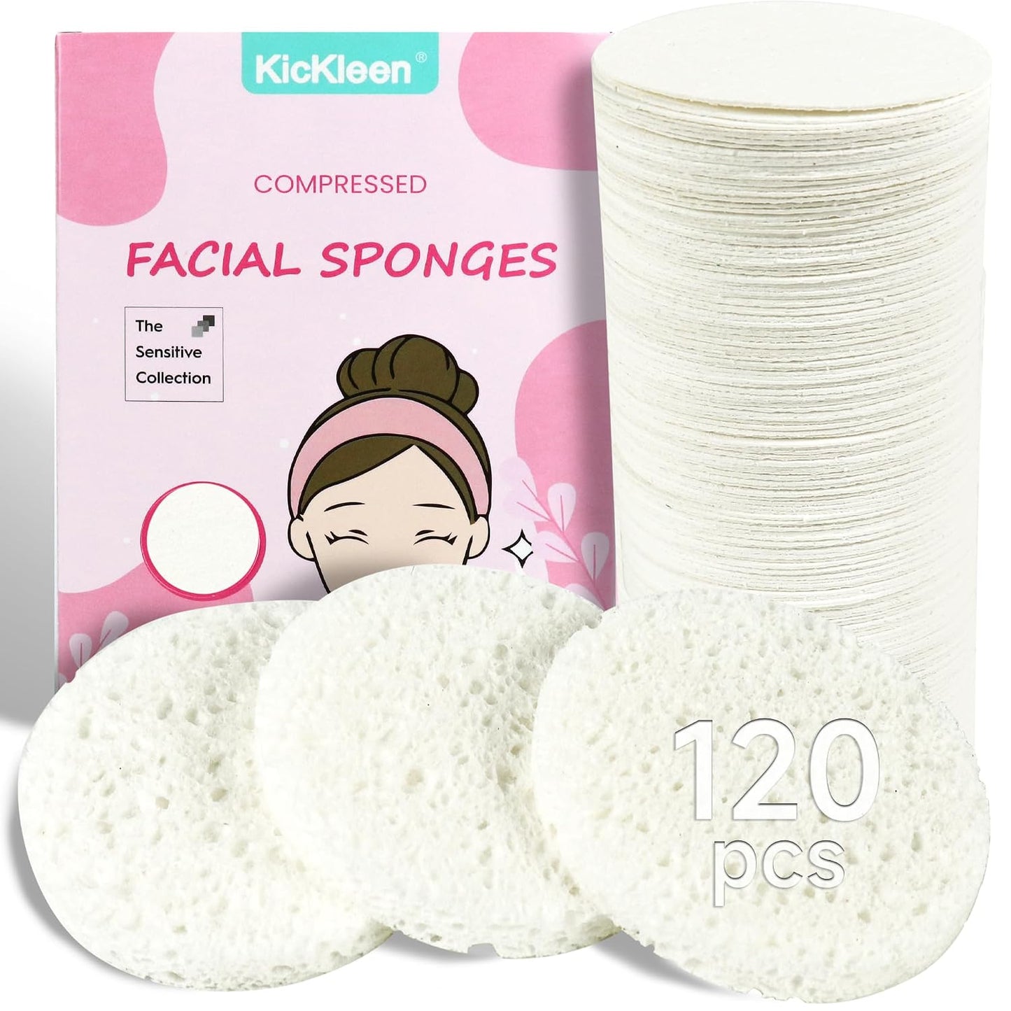 Compressed Facial Sponges - 100% Natural Cellulose Spa Sponges for Daily Cleansing | Makeup Removal & Exfoliation (60 Count, Yellow)