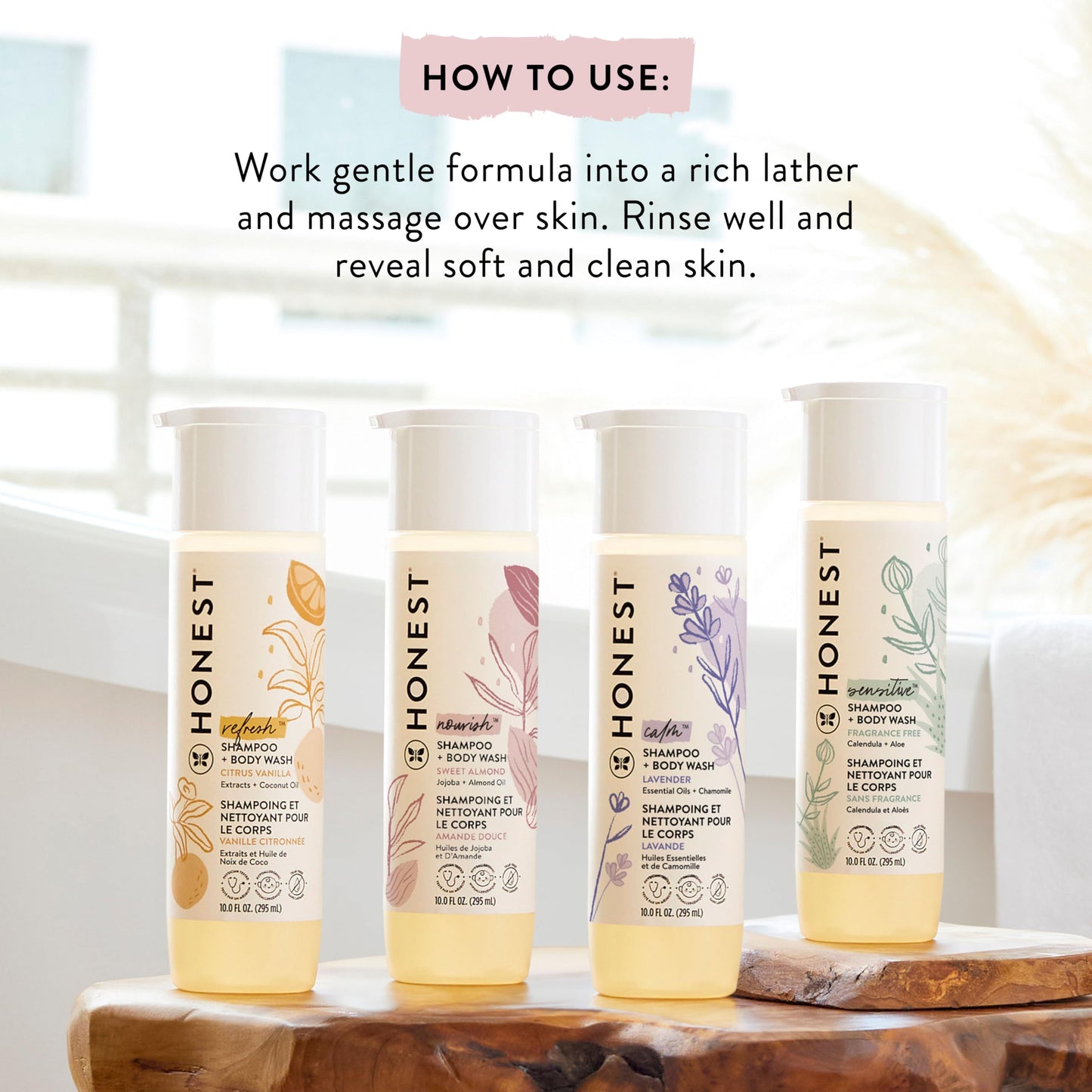 The Honest Company 2-in-1 Cleansing Shampoo Body Wash Gentle for Baby, Naturally Derived Tear-free Hypoallergenic Sweet Almond Nourish 10 fl oz