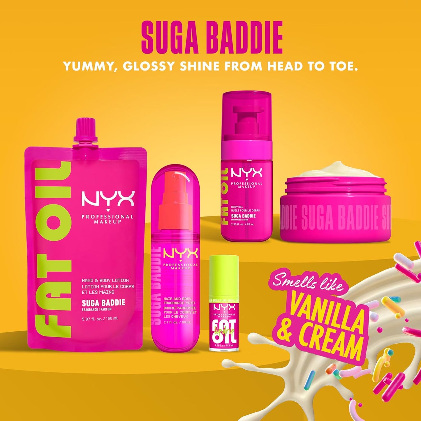 NYX Fat Oil Hand & Body Lotion - Suga Baddie Vanilla, 24HR Hydration, Lightweight Moisturizer with Avocado Oil, Vegan & Cruelty-Free