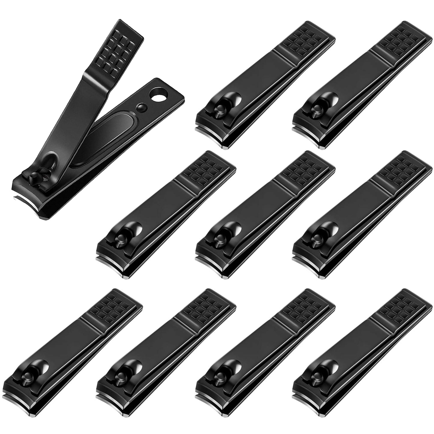 AVERZELLA 10-Pack Toenail Clippers Nail Clippers Bulk Travel Size, Stainless Steel Nail Clipper Multi Pack Curved Edge Toe Nail Fingernail Clippers for Men Women Adult Homeless Care Supplies (Black)