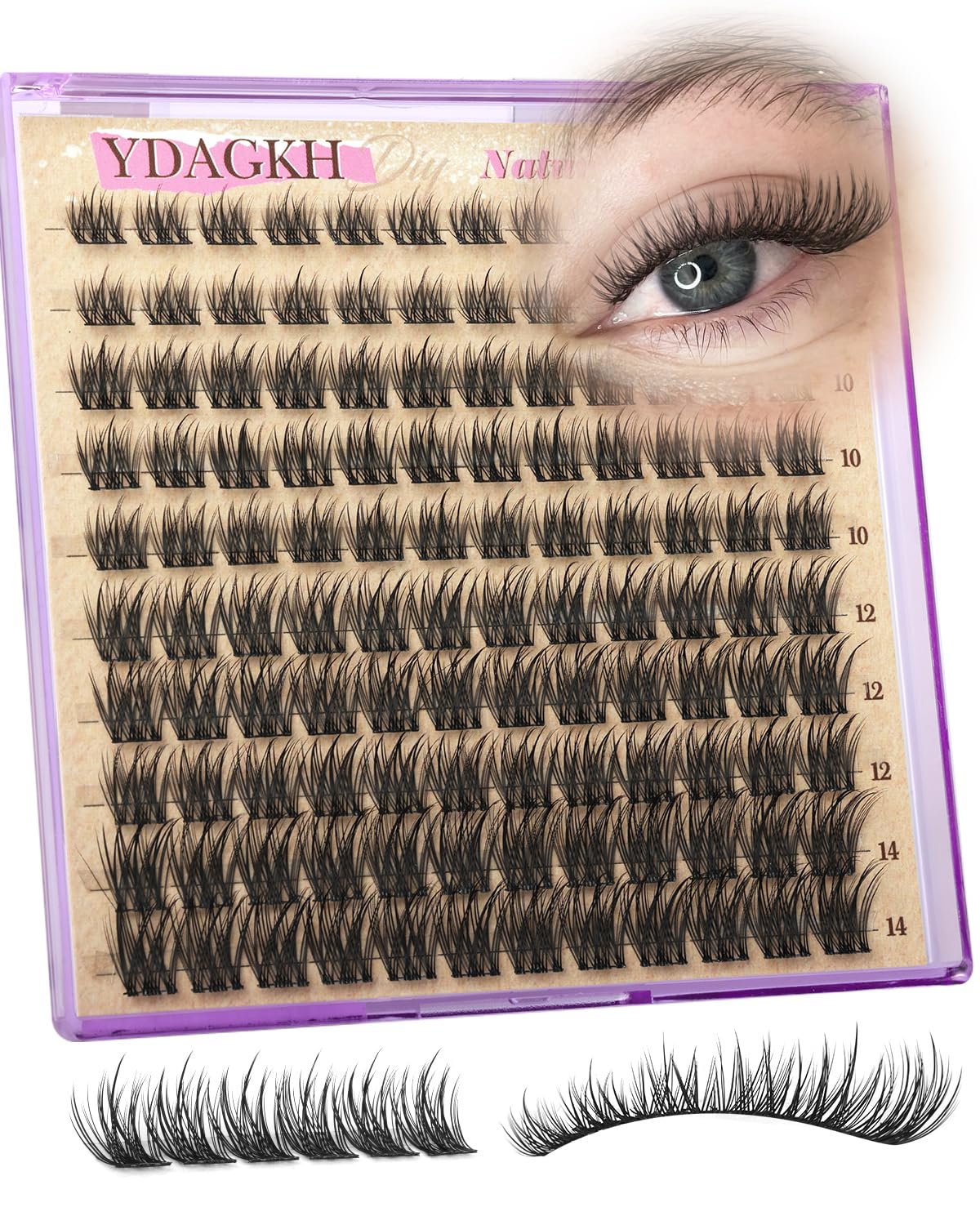 Natural Eyelash Clusters - Short Spiky Wispy Extensions 8-14mm | Ultra-Thin Band C Curl DIY Lashes