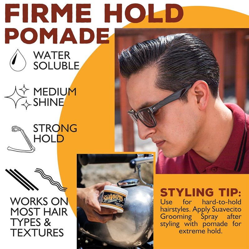 Suavecito Pomade Firme Hold | Strong Hold Hair Pomade for Men - Medium Shine, Water-Based, 4 oz, 2 Pack