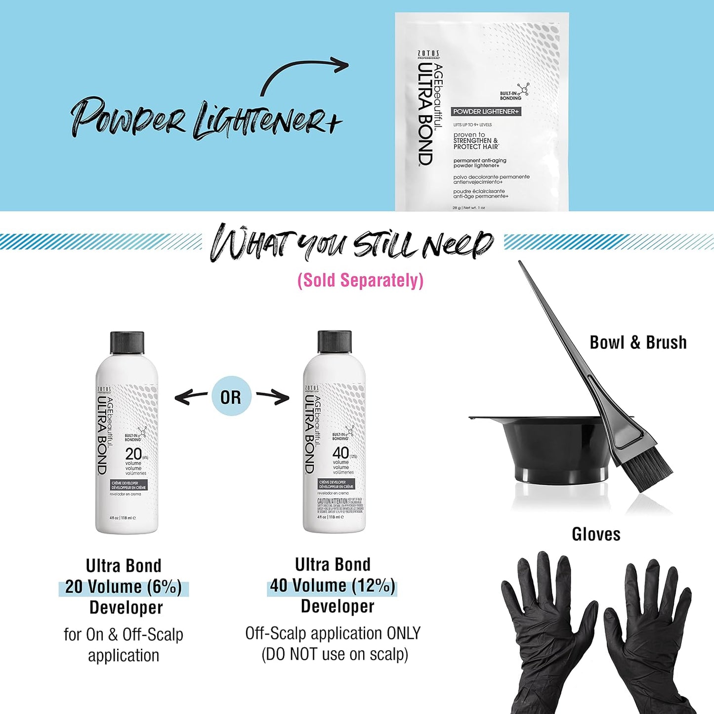AGE Beautiful Permanent Powder Hair Lightener - Ultra Bond Formula, Lifts 9+ Levels, Strengthens Hair for Professional Highlights