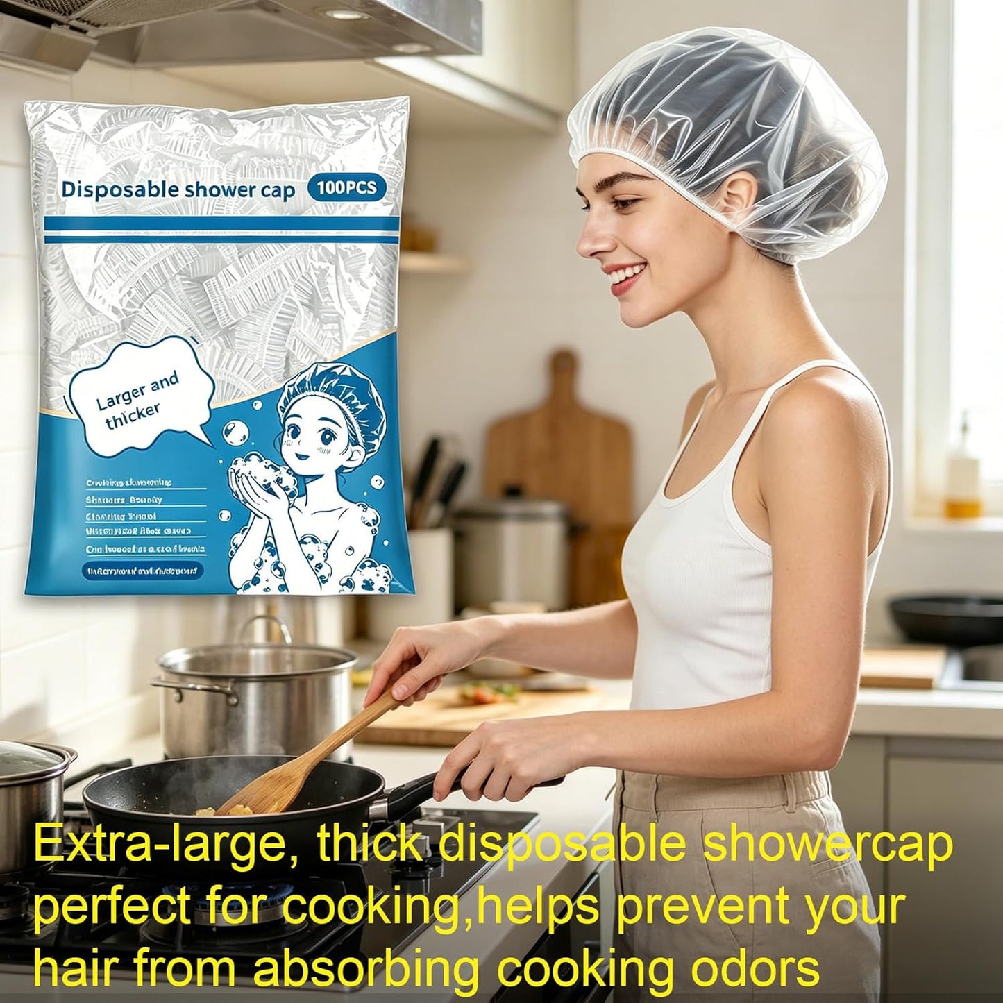 Disposable Shower Caps - Thick & Durable Hair Protection for Showers | 100 Pcs