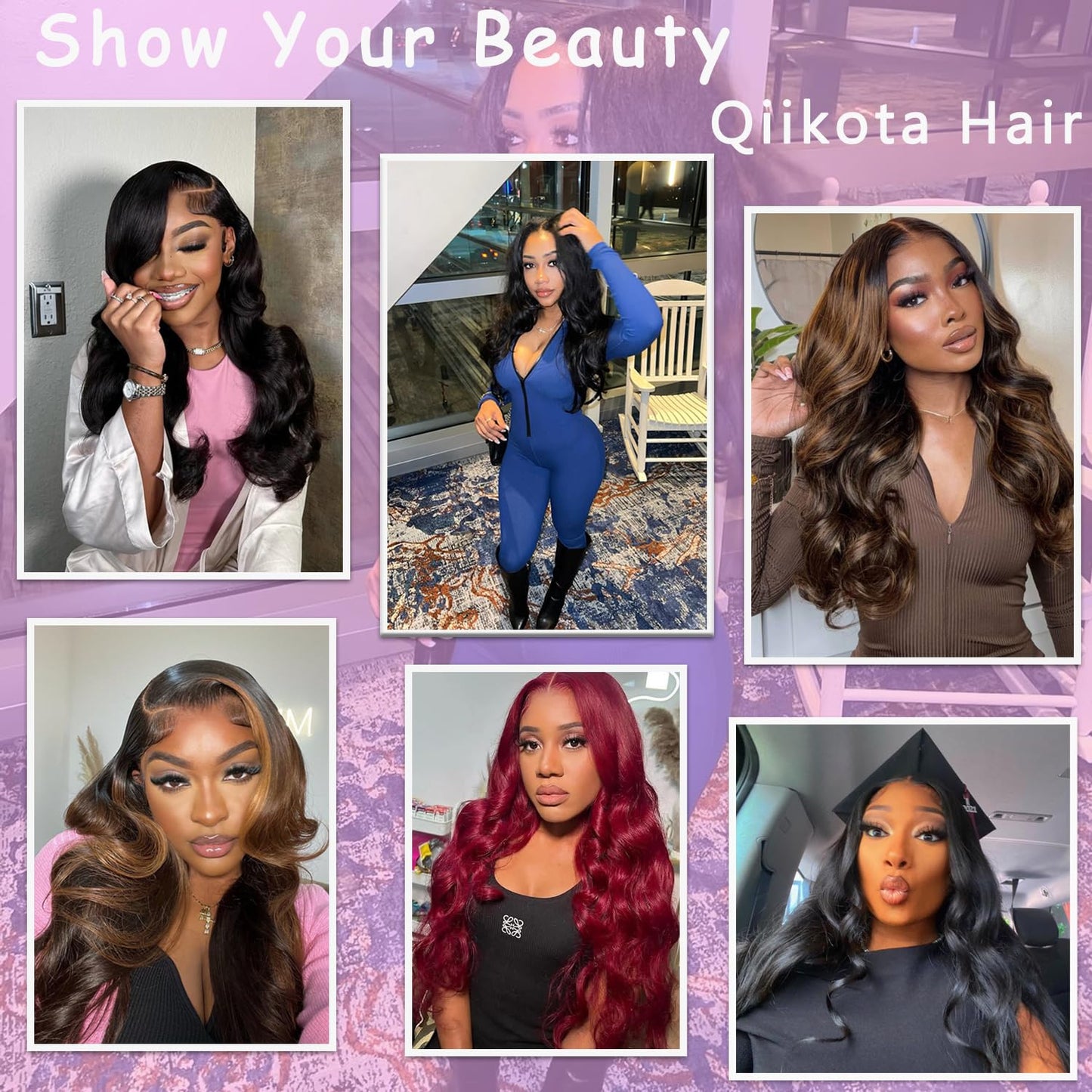 Qiikota 30 Inch Body Wave Human Hair Wig 13x6 Lace Front Wig 200% Density Natural Looking Long Wavy Transparent Lace Wigs For Women for Daily, Work, Party, Wedding, Cosplay