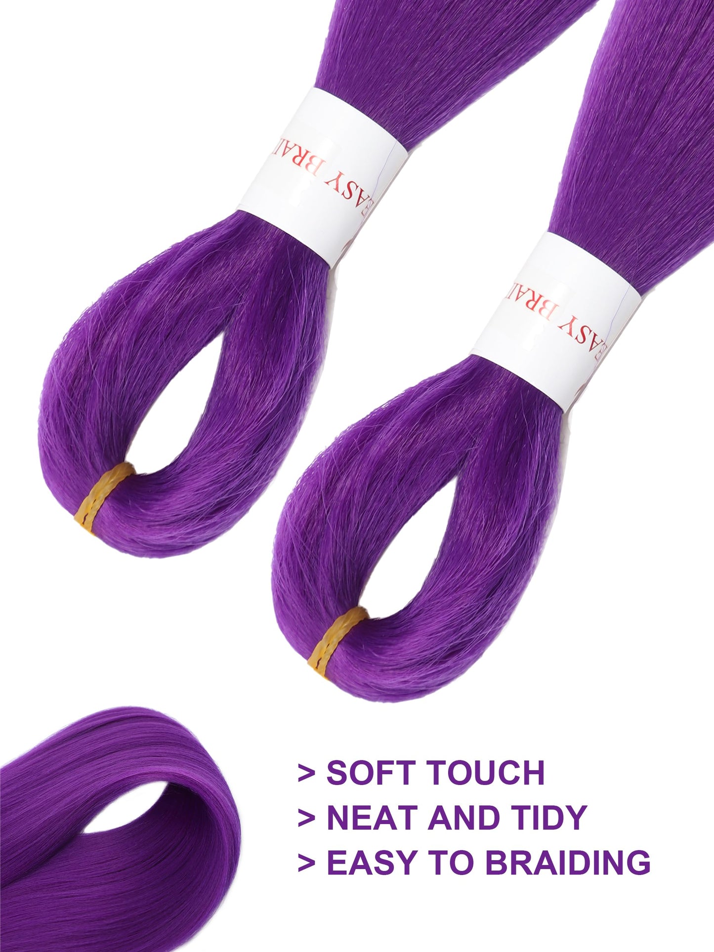 Purple Hair Extensions Long Pre-Stretched Braiding Hair Extensions 2 Packs Synthetic Crochet Hair Twist Braids for Cosplay Costume Party 26 Inch