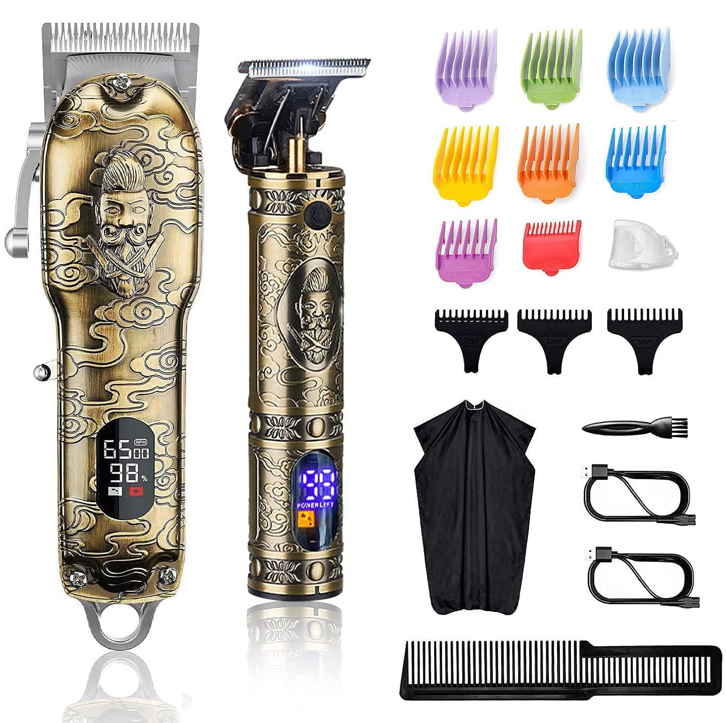 Suttik Professional Hair Clippers for Men, Clippers and Trimmers Set, Cordless Barber Clippers for Hair Cutting, Beard Trimmer Hair Cutting Kit with T-Blade Close Cutting Trimmer