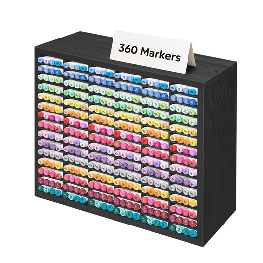 PROLEE Markers Organizer with 90 Compartments for 360 Marker Storage Art Pens Storage Rack,Watercolor Brushes Pens Alcohol Marker Holder for Desk Organizer