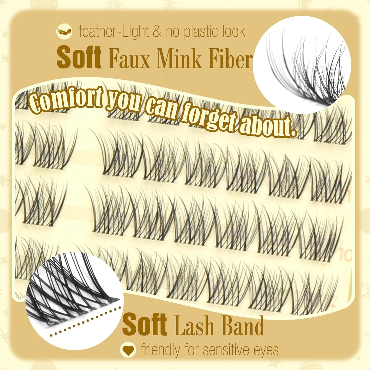Natural Cluster Eyelash Extensions - Short Lash Clusters 8-10-12MM | CC-Curly Wispy Individual Lashes, 144 Pcs