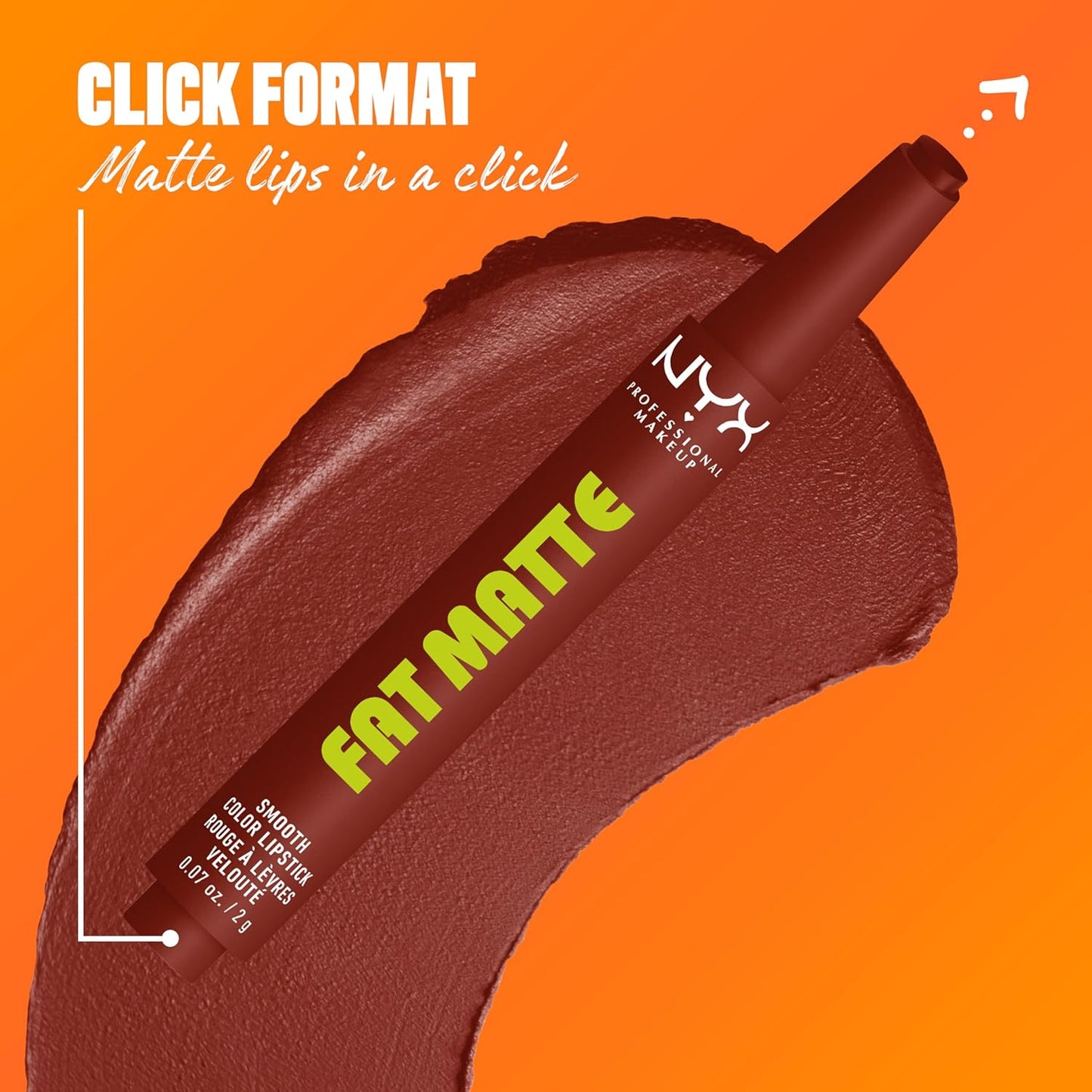 NYX Fat Matte Lipstick - Pigmented, Smoothing & Non-Drying Lip Crayon | Long-Lasting Vegan Makeup - Cocoa Cuddles (Red Brown)