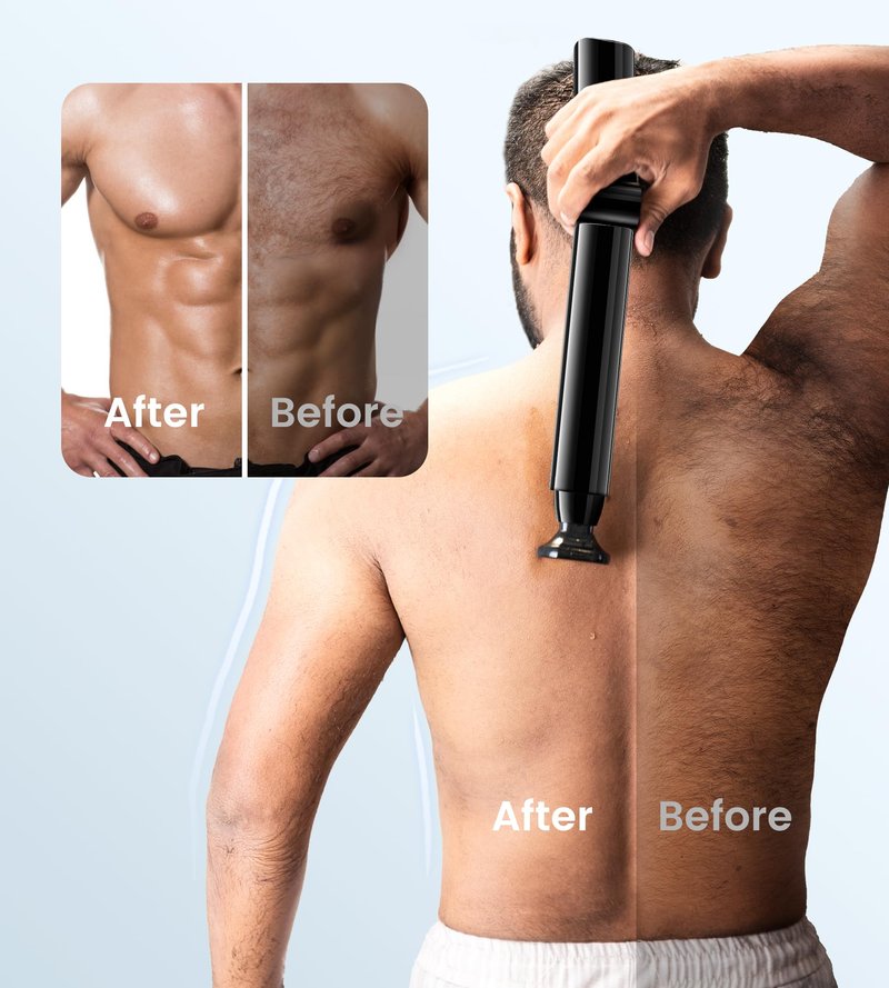 FERRISA Back Shavers for Men, Body Shaver for Men with Long Handle with 2 Shock Absorber Flex Heads, Men's Back Shaver with Facial Razor & 10 Blades