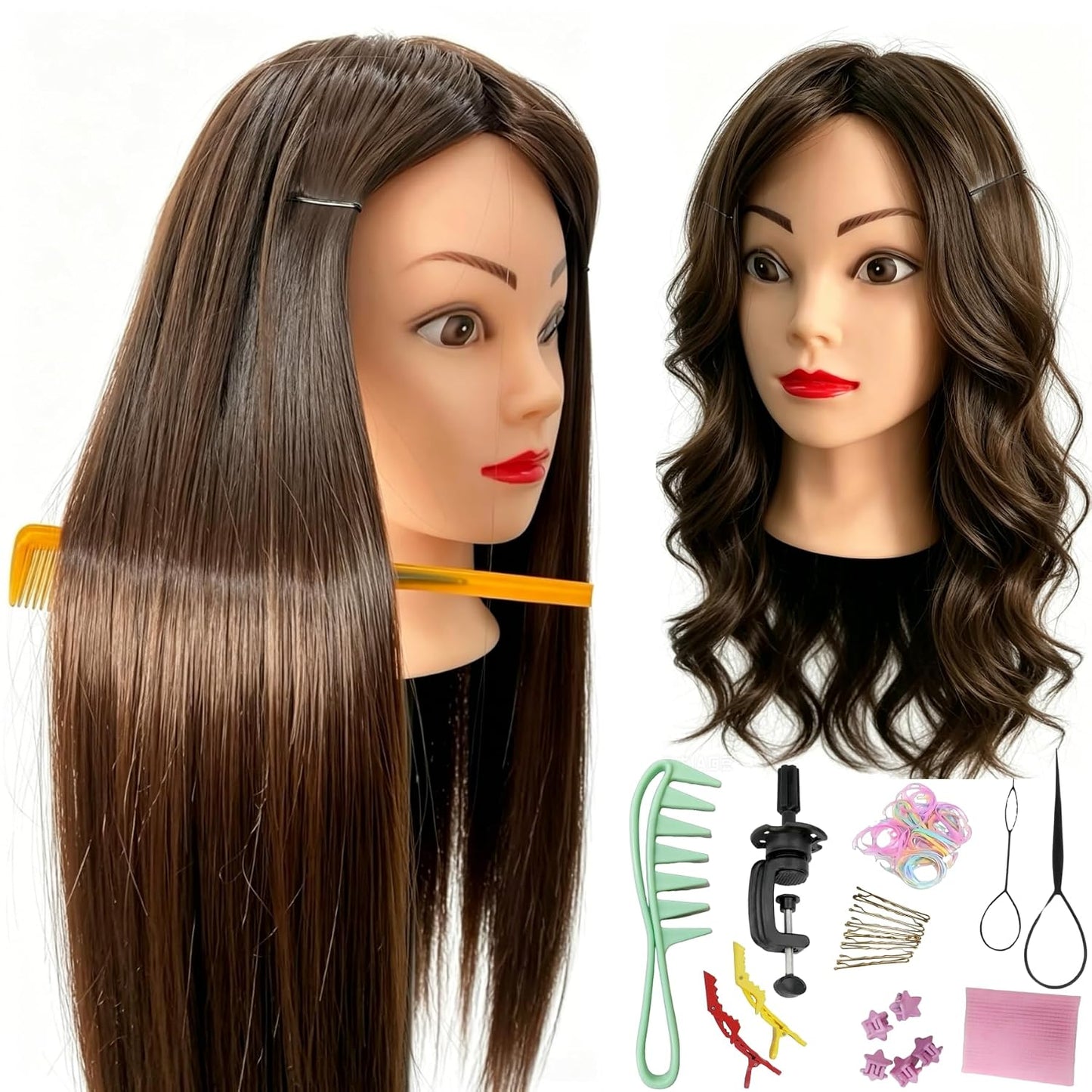 Professional Cosmetology Mannequin Head with Hair - 28" Doll for Hair Cutting, Braiding & Styling Practice