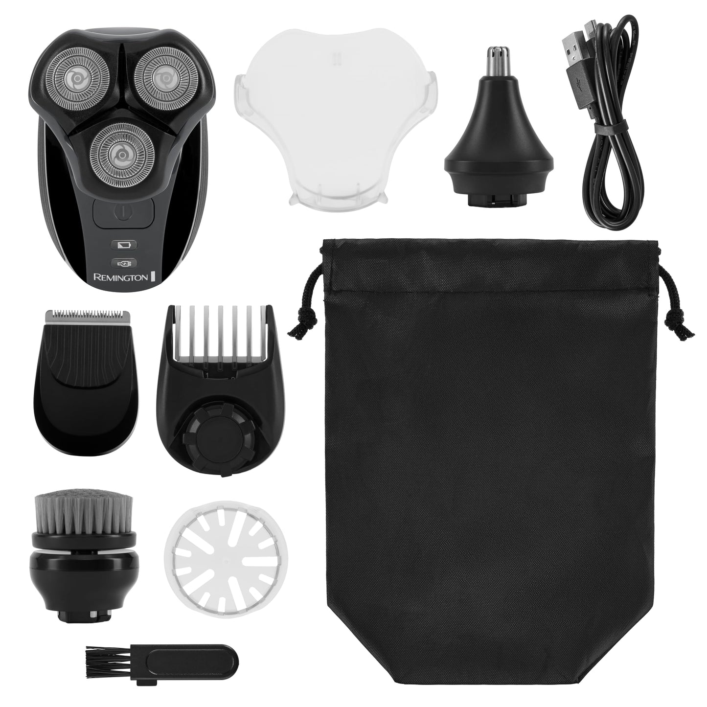 Remington Balder 3 Head Shaver Dual-Track Cutting Heads Multi-Directional Pivot 45 Minute Run Time 100 Percent Waterproof Complete Grooming Kit with Beard Trimmer Nose and Ear Trimmer