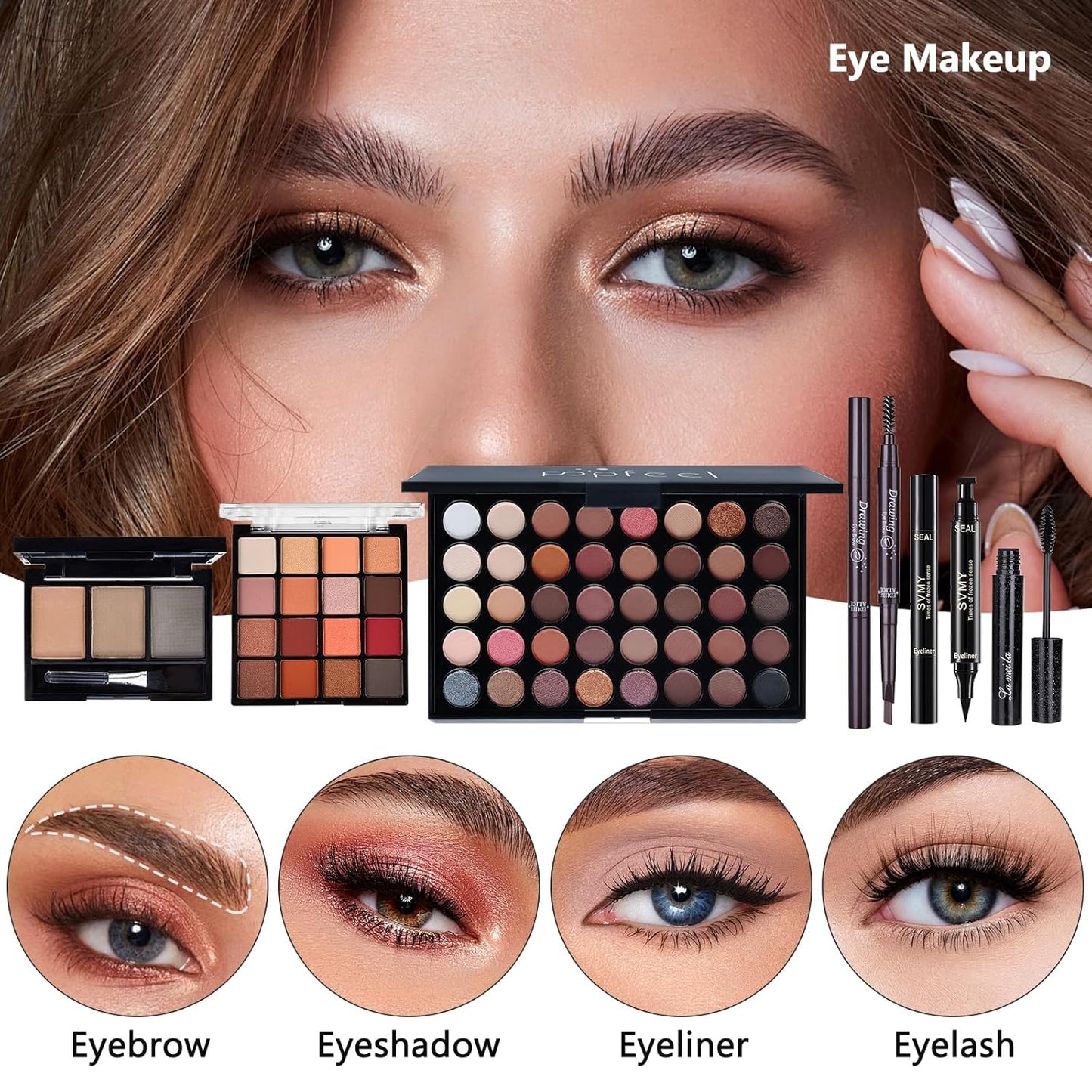 All-in-One Makeup Kit for Women - Essential Gift Set with Foundation, Eyeshadow, Lipstick & Brushes | Complete Makeup Bundle