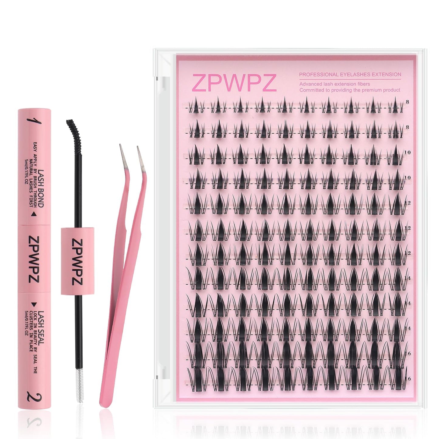 Manga Lash Clusters Kit - Spiky Eyelash Extensions with Bond & Seal | 144 Pcs Fishtail Design