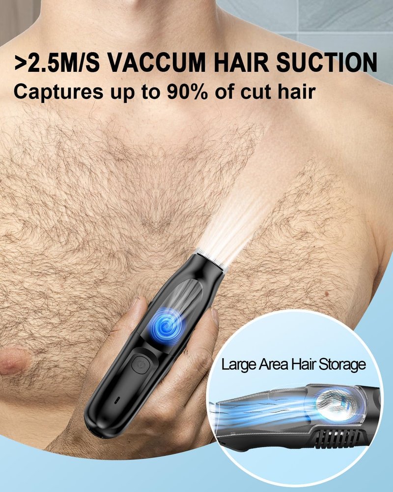 Body Hair Trimmer, Vacuum Clippers with Hair Suction, Electric Bikini Trimmer with Body Clippers for Cut Leg, Chest, Arm, Waterproof