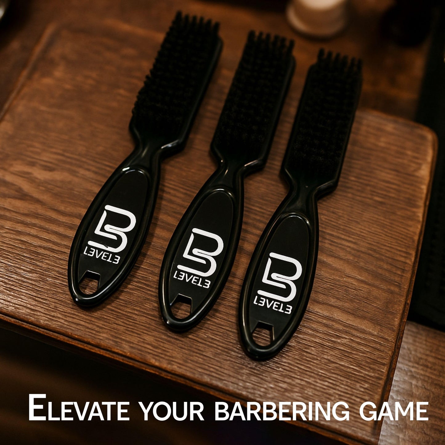 Level 3 Fade Brush Set - Barber Brush Kit for Fades and Lineups - Essential Barber Tool - 3 Pc