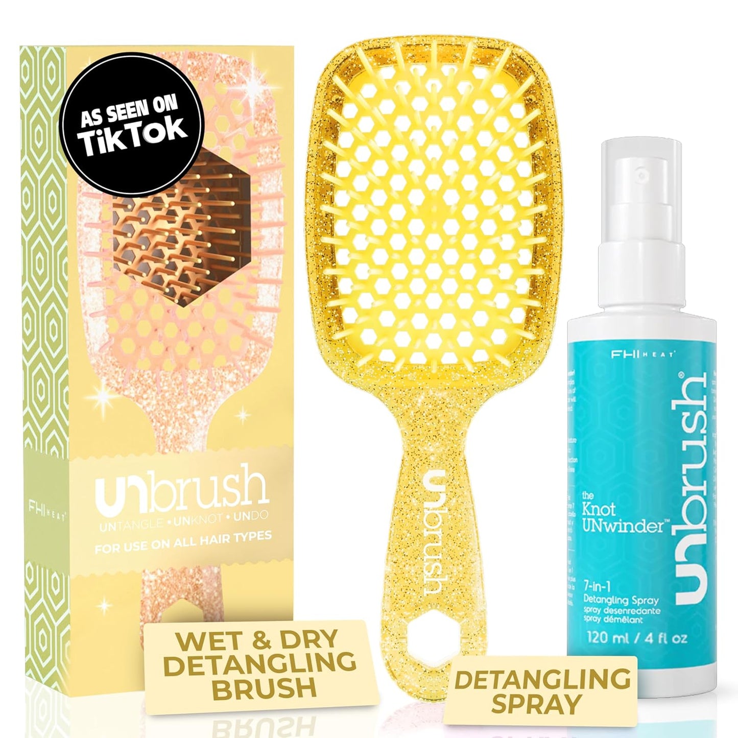 FHI Heat Unbrush & Unwinder Spray - Hair Detangler & Heat Protectant 8 oz