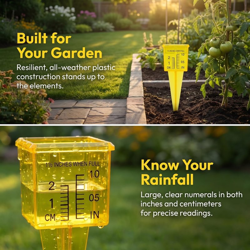Housoutil 1.5 Inch Rain Gauge Sprinkler, 4PCS Rain Sprinkler GaugeOutdoor, Lawn Water Gauge, Measuring Tool for Accurate Rainfall Monitoring, Precision Measuring Cups for Garden Yard Grass Watering
