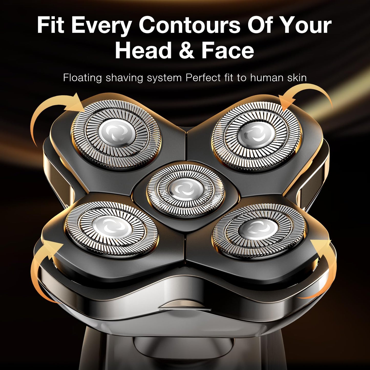 5D Head Shaver Replacement Blades - Christmas Gift Magnetic Floating Razor Heads, Wet & Dry Compatible, Precision Shaving, Waterproof & Skin-Friendly, Easy Blade Replacement for 5D Electric Shaver