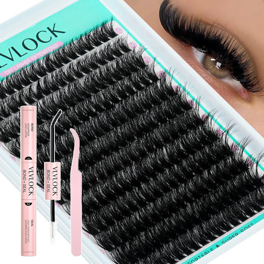 Lash Clusters Kit 80D Thick Lash Clusters Kit 10-18mm Volume Eyelash Clusters D Curly Cluster Eyelash Extensions Kit 3D Wispy Lashes Clusters DIY Lash Extension Kit for Beginner(10-18MM-80D Thick Kit)