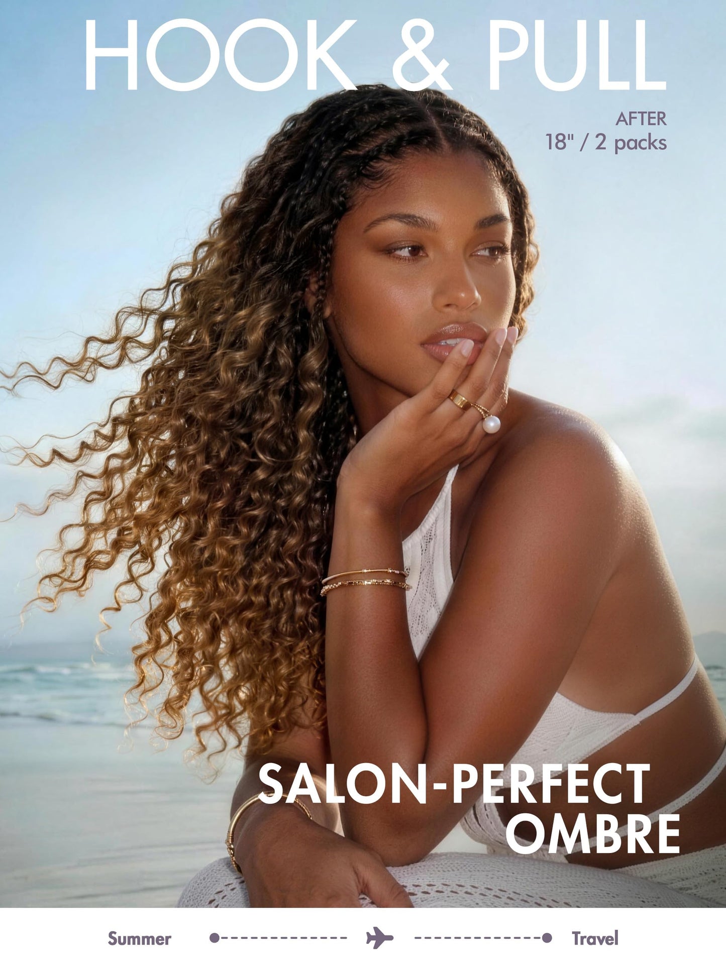 LUVME Deep Wave Crochet Hair 2 Pack, 16 Inch 260g About 200 Strands, Pre-Separated & Pre-Fluffed Human Crochet Hair Extensions, Balayage Brown, Full Volume, Lightweight & Tangle-Free
