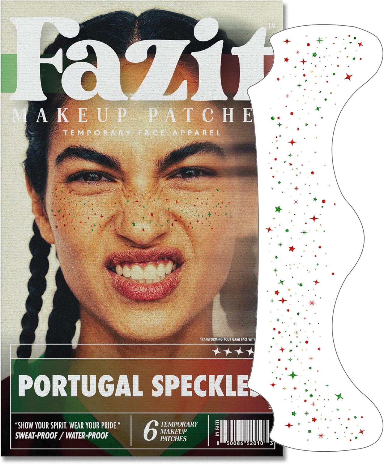 Soccer Face Stickers - Waterproof Glitter Makeup Patches for Game Day Glam | Red, Blue & Silver (6 Pack)