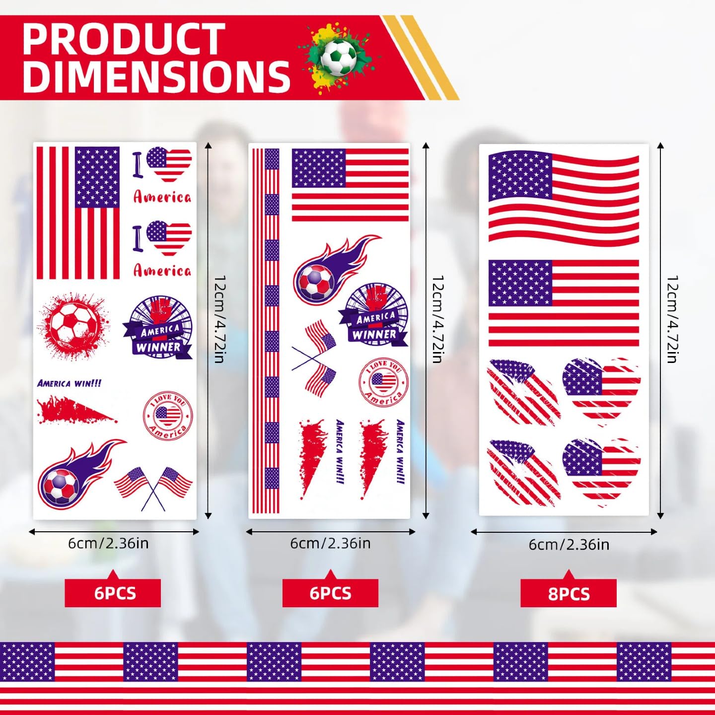2026 World Cup Country Flag Temporary Tattoos International National Flag Face Tattoos Stickers Waterproof World Flag Fake Tattoos for Sports Events Celebration Party Supplies 20 Sheets（Germany）