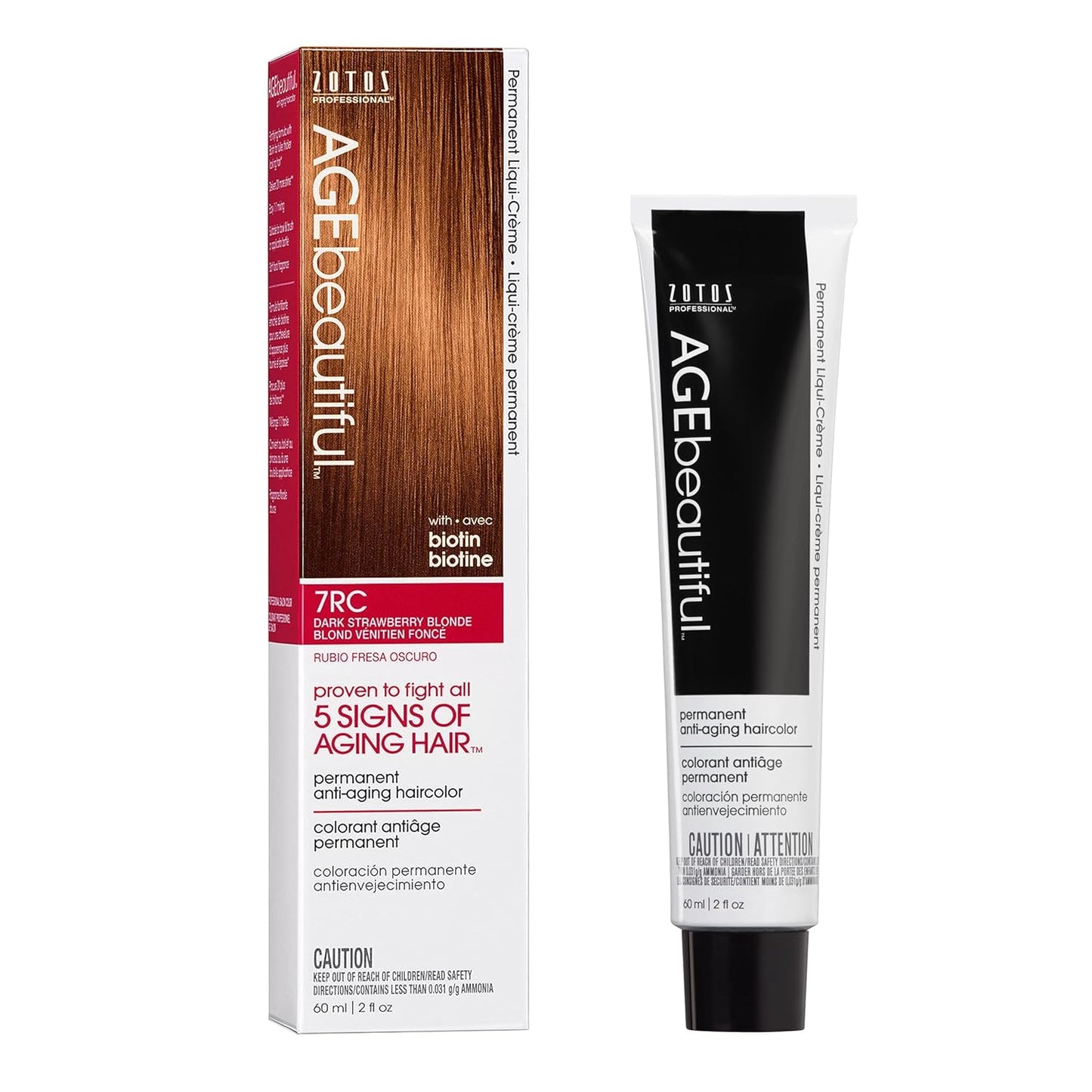 AGE Beautiful Permanent Hair Color Cream - 100% Gray Coverage Hair Dye with Biotin for Fuller, Thicker Hair | Professional Salon Quality