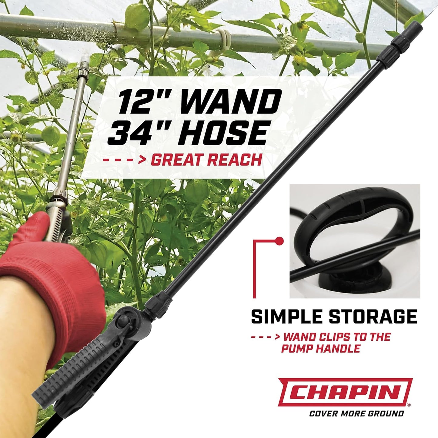 Chapin 20004 Pump Sprayer - 1-Gallon Translucent Tank with Adjustable Nozzle & Long Reach Hose for Fertilizers & Pesticides