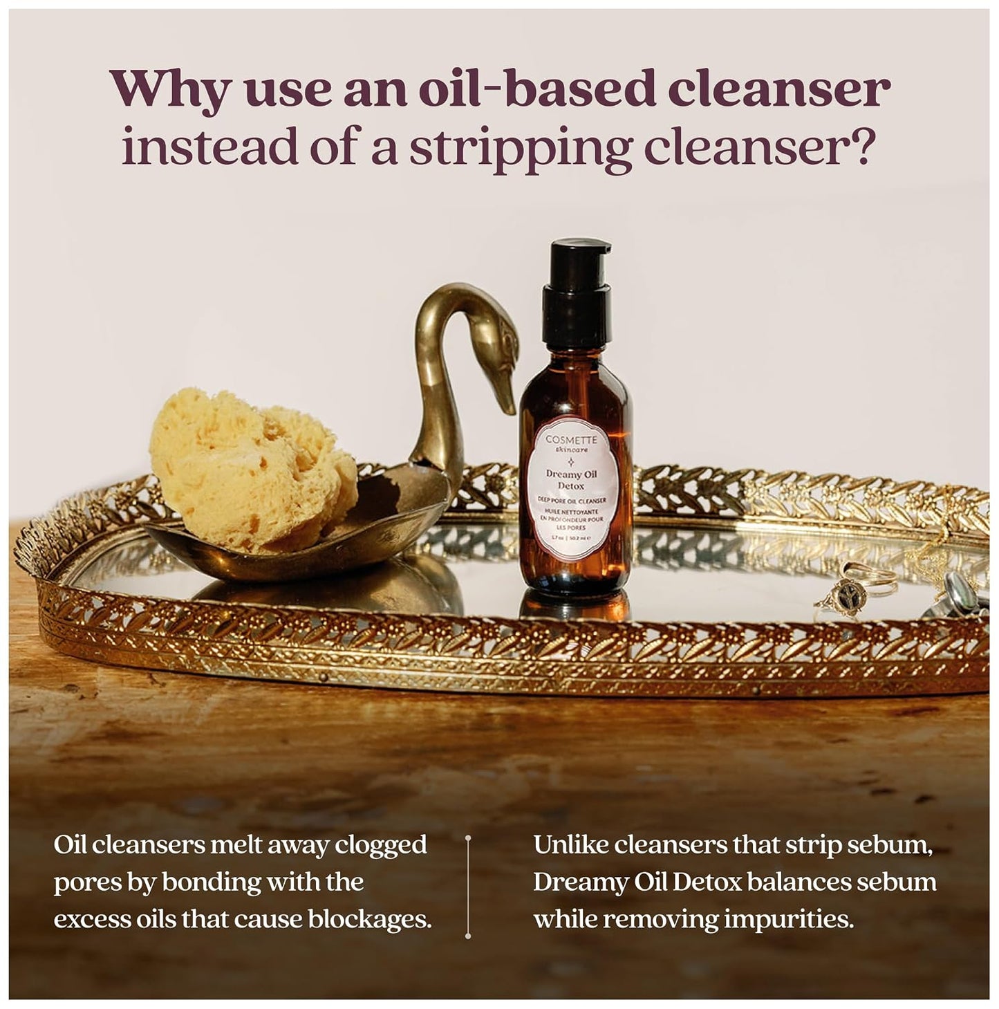 Dreamy Deep Pore Cleansing Oil - Vegan Makeup Remover for Sensitive Skin | Gentle Hydrating Face Cleanser, 1.7 FL Oz