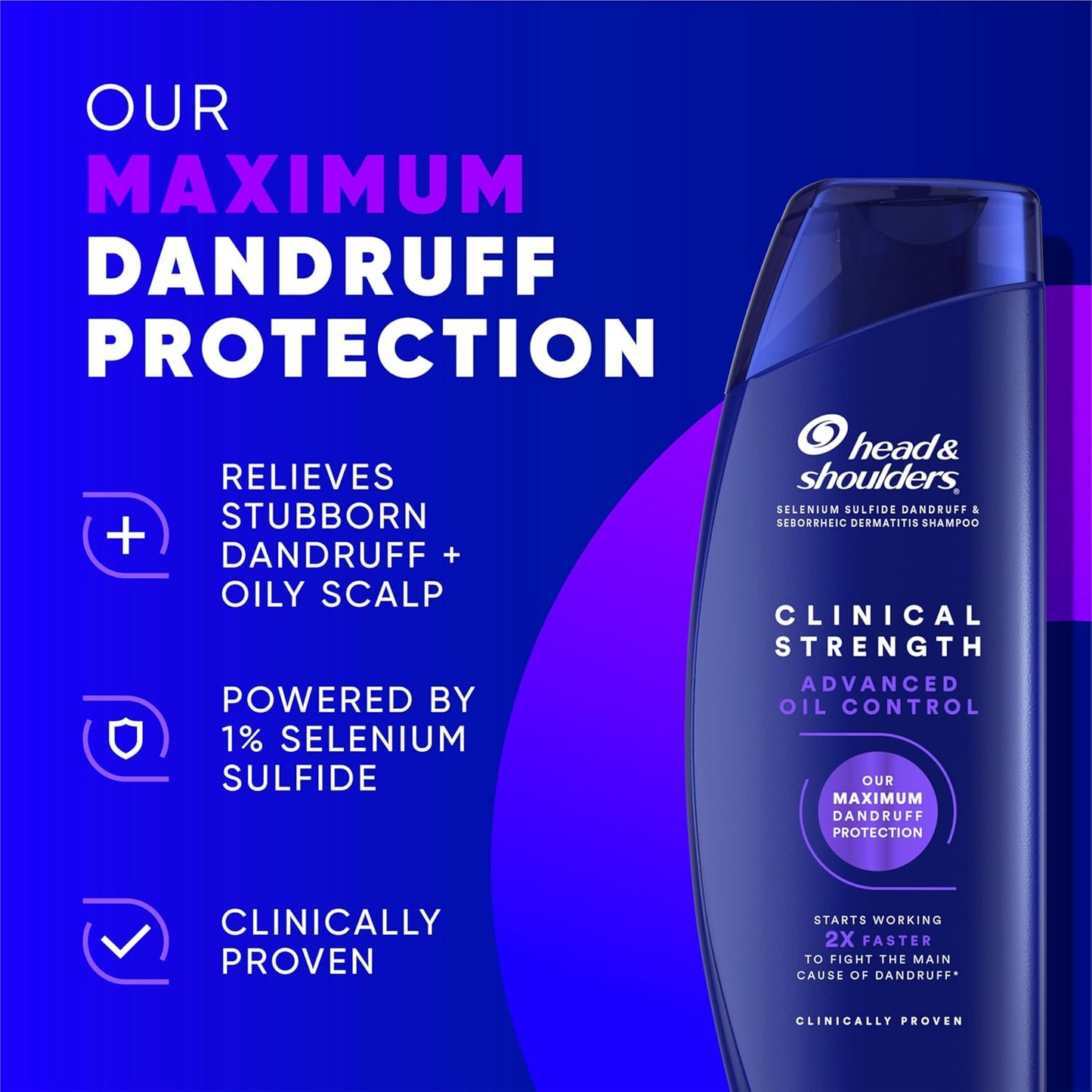 Head & Shoulders Anti-Dandruff Shampoo - Clinical Strength 1% Selenium Sulfide | Oil Control, 13.5 fl oz Each