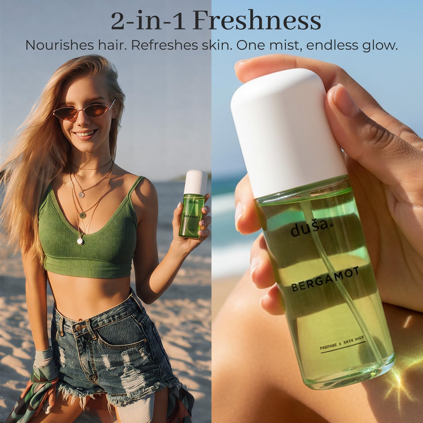 DUSA Bergamot Hair Perfume & Body Mist for Women – Long Lasting Body and Hair Mist, Vacation Spray & Perfume para el Cabello de Mujer with Nourishing Oil, 100 ml