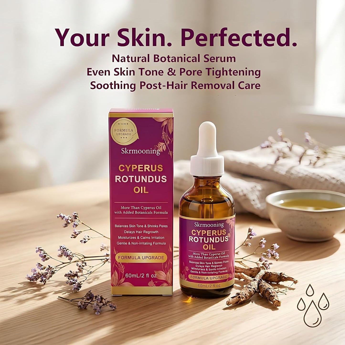 Cyperus Rotundus Oil - Natural Hair Removal Oil with Aloe Vera & Jojoba | 2PCS for All Skin Types