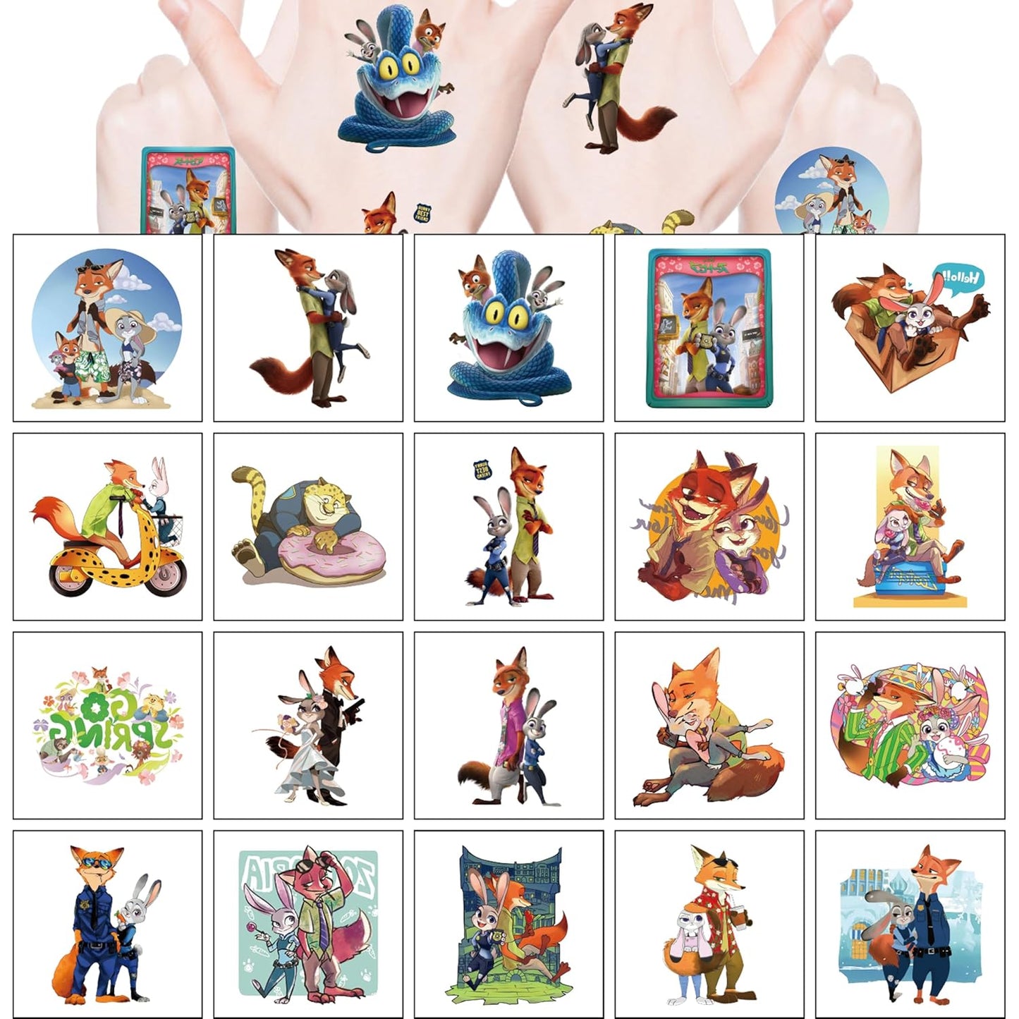 Zootopia Temporary Tattoos - 20 Sheets of Fun Cartoon Stickers for Kids | Birthday Party Favors & Class Prizes