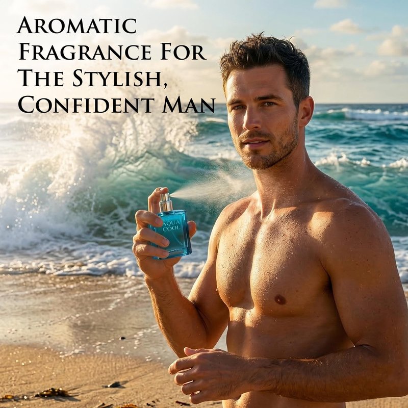 URBAN COLLECTION Aqua Cool Cologne for Men, Fresh Aquatic Ocean Scent Eau de Toilette, Long Lasting Fragrance with Mint Lavender Sandalwood, Body Spray 3.4 oz / 100ml